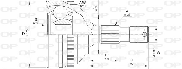 OPEN PARTS jungčių komplektas, kardaninis velenas CVJ5635.10